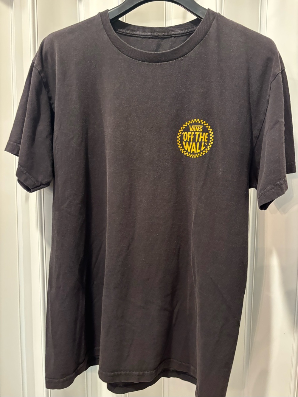 Vans Black T‑Shirt with Yellow 'Off The Wall' Chest Logo Size Large